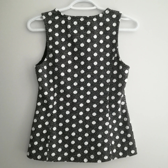 Anthropologie Maeve Polka Dot Jacquard V-Neck Tank Blouse in Black White XS - Picture 4 of 16